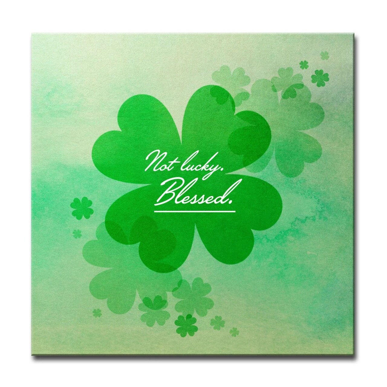 Crafted Creations Green and White St. Patrick’s Day Square Canvas Wall Art 16" x 16"